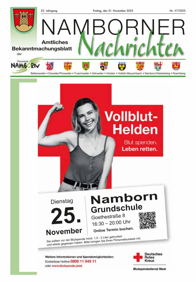 Namborner Nachrichten Titelblatt 47/2025