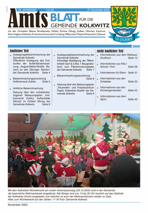 Amtsblatt für die Gemeinde Kolkwitz  Titelblatt 13/2025
