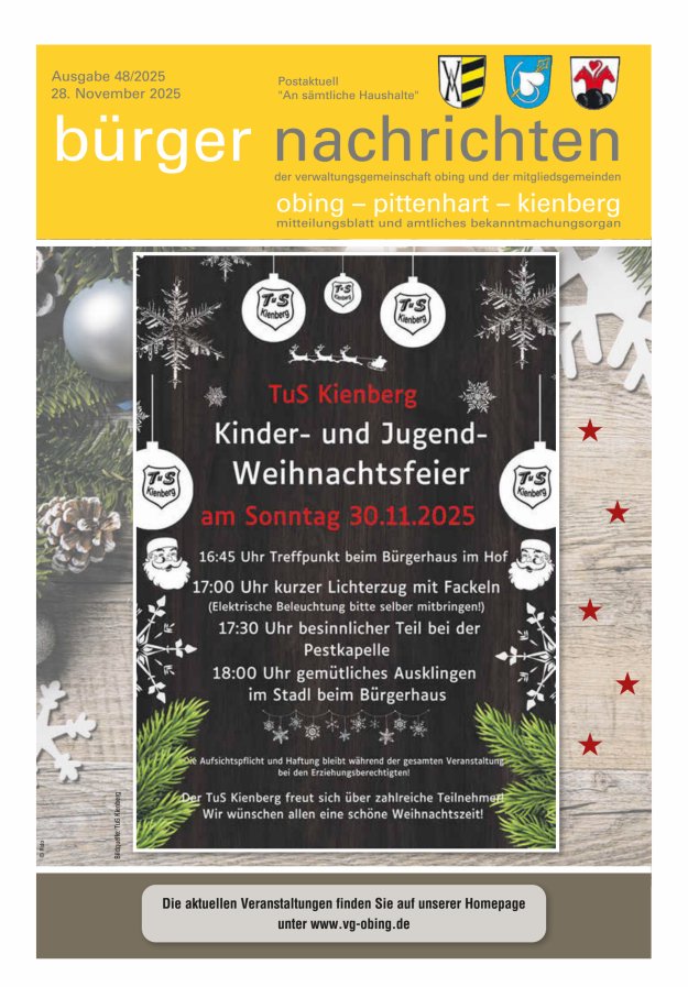 Bürger Nachrichten Obing Pittenhart Kienberg Titelblatt 48/2025