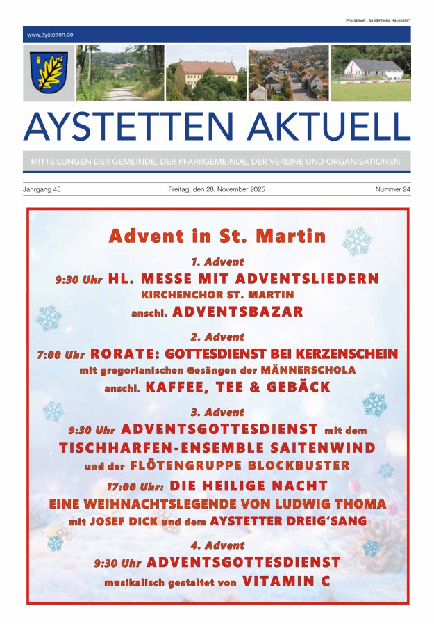 Aystetten Aktuell Wir über uns Titelblatt 24/2025