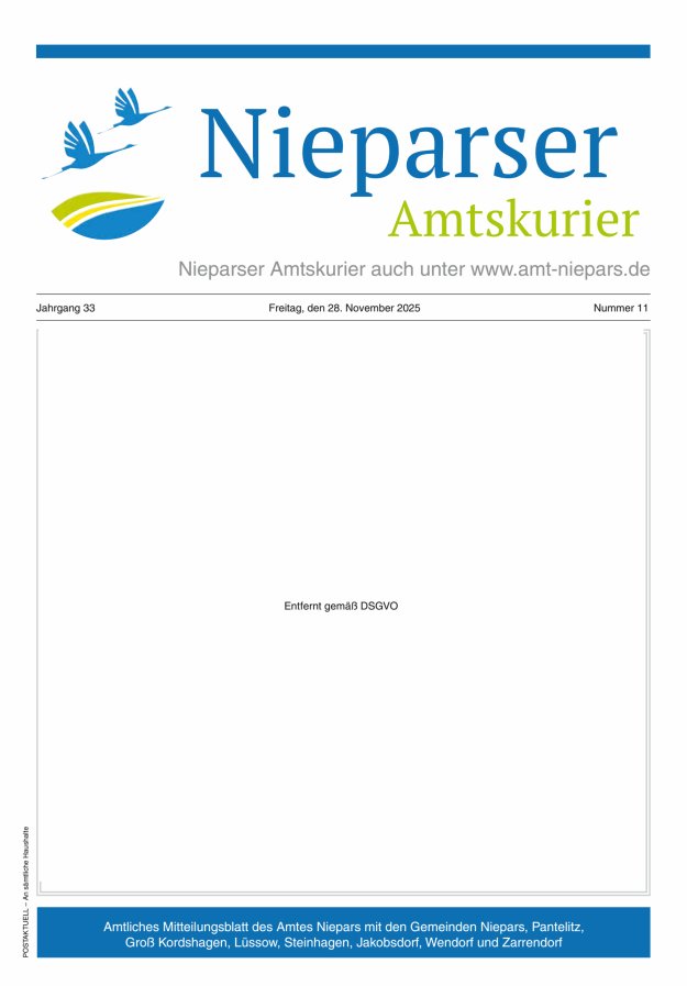 Nieparser Amtskurier Titelblatt 11/2025