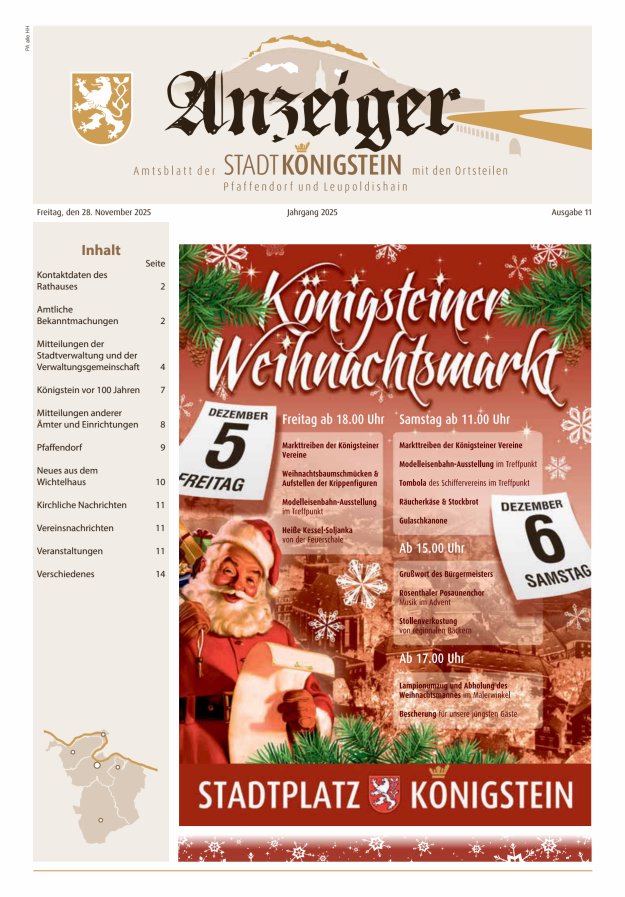 Amtsblatt der Stadt Königstein Titelblatt 11/2025