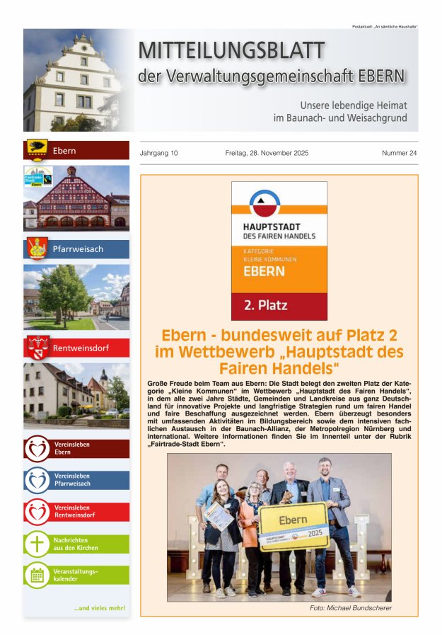 Mitteilungsblatt der Verwaltungsgemeinschaft Ebern Titelblatt 24/2025