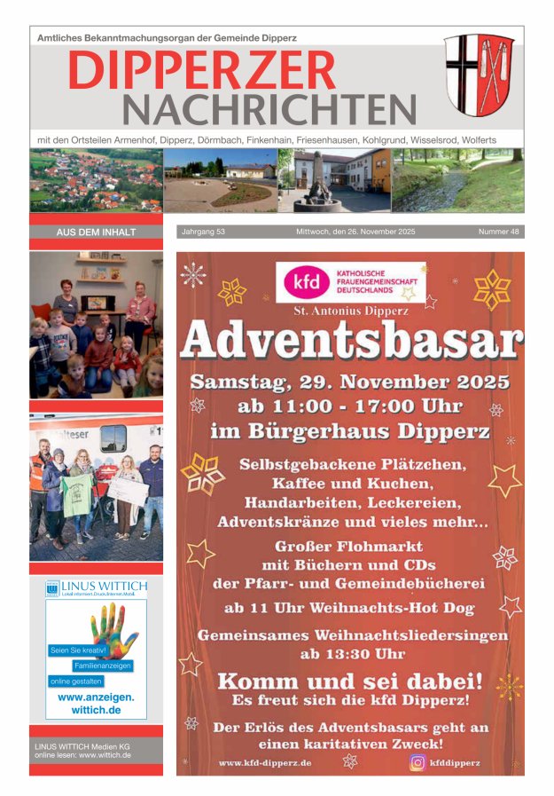 Dipperzer Nachrichten Titelblatt 48/2025