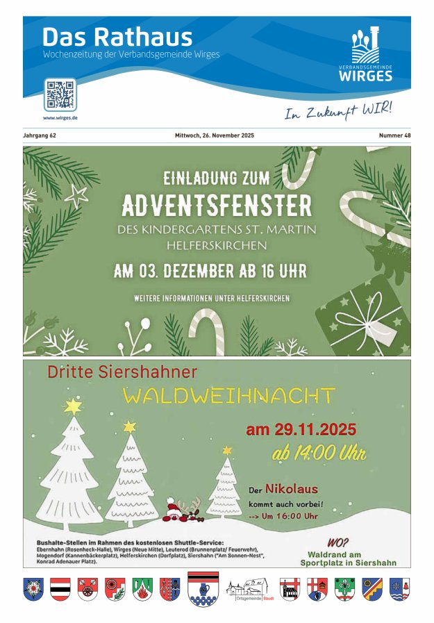 Das Rathaus - Informationen für die Bürger in der VG Wirges Titelblatt 48/2025