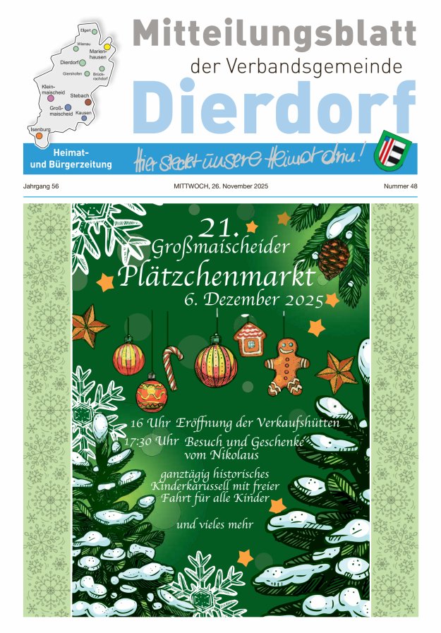 Mitteilungsblatt der Verbandsgemeinde Dierdorf Titelblatt 48/2025