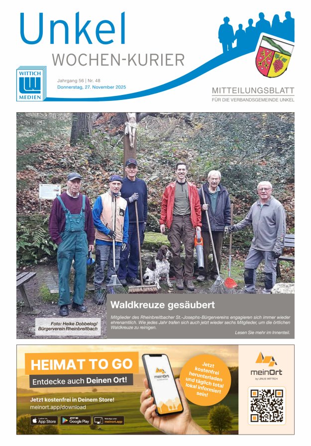 Wochen-Kurier Verbandsgemeinde Unkel Titelblatt 48/2025