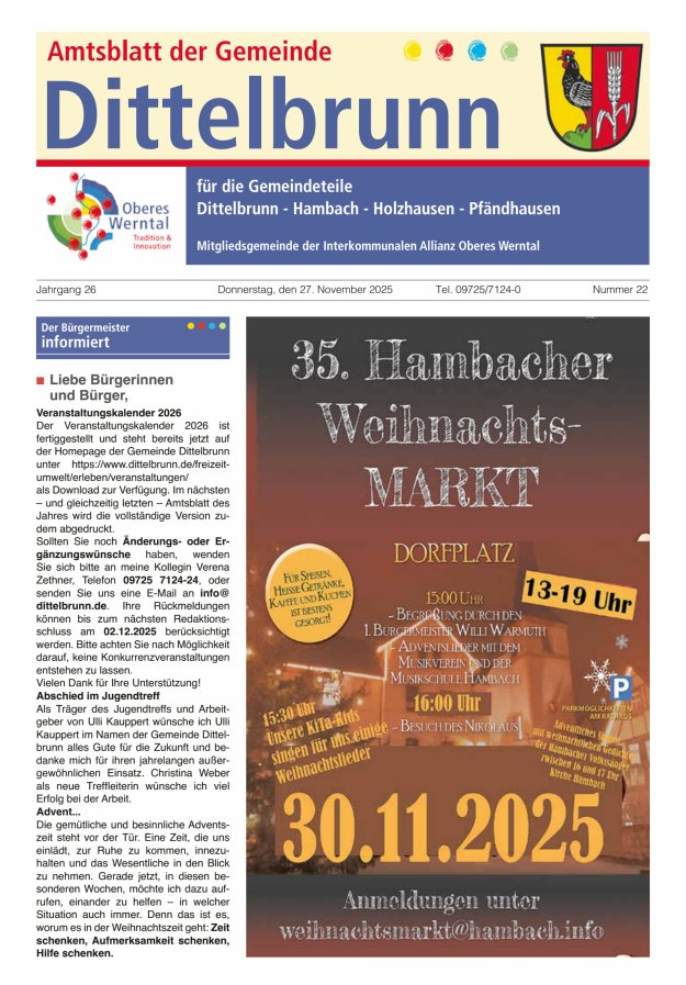 Amtsblatt der Gemeinde Dittelbrunn Titelblatt 22/2025