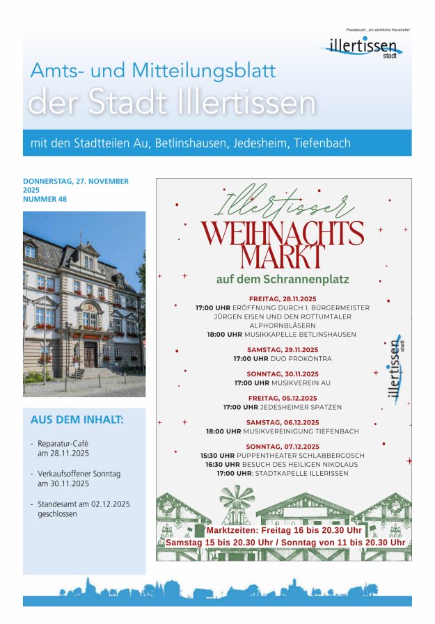 Amts- und Mitteilungsblatt Stadt Illertissen Titelblatt 48/2025