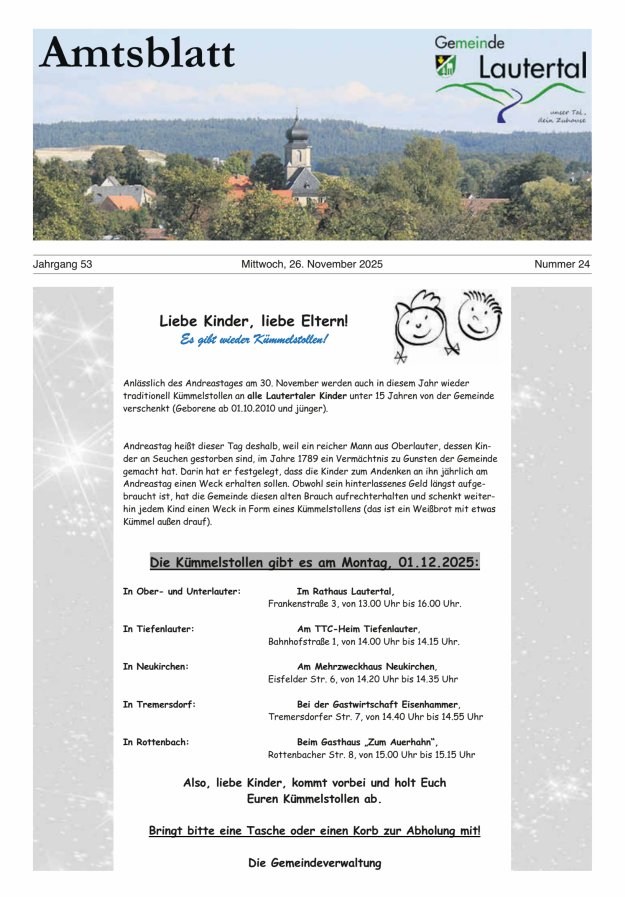 Amtsblatt der Gemeinde Lautertal Titelblatt 24/2025