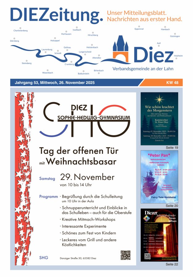 Mitteilungsblatt der Verbandsgemeinde Diez und der Ortsgemeinden Titelblatt 48/2025