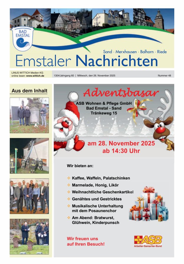 Emstaler Nachrichten Titelblatt 48/2025
