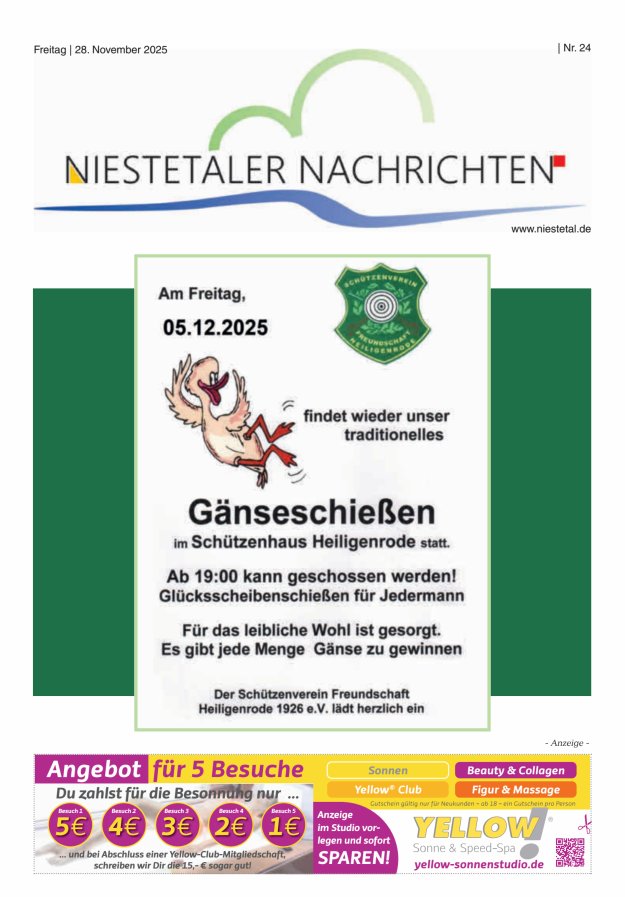Niestetaler Nachrichten Titelblatt 24/2025
