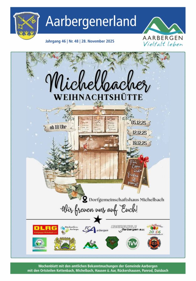 Aarbergenerland - Wochenblatt mit den amtlichen Bekanntmachungen Titelblatt 48/2025