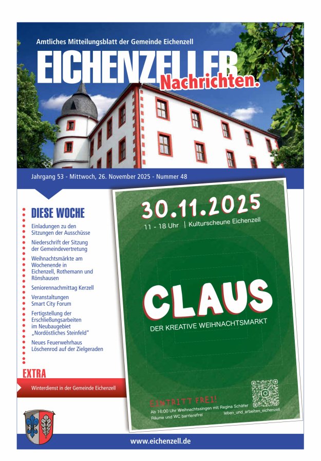 Amtliches Mitteilungsblatt der Gemeinde Eichenzell Titelblatt 48/2025