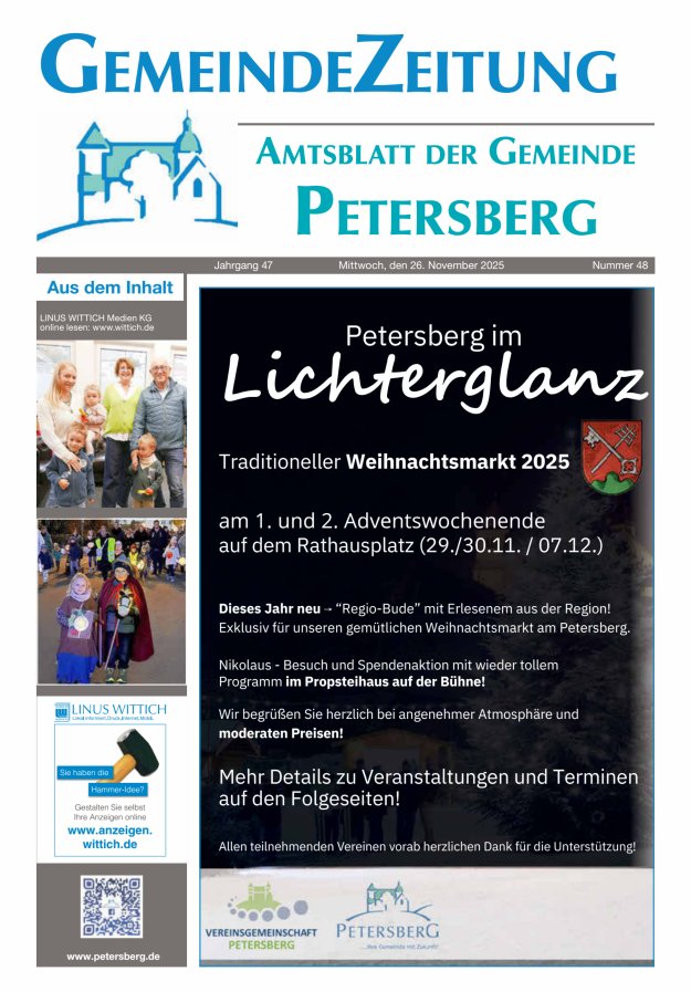 Amtsblatt Blickpunkt Petersberg Titelblatt 48/2025