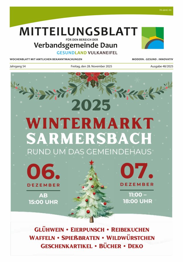 Mitteilungsblatt VG Daun Titelblatt 48/2025