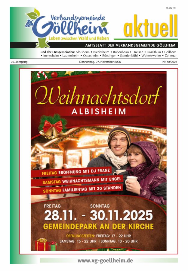 Verbandsgemeinde Göllheim aktuell Titelblatt 48/2025