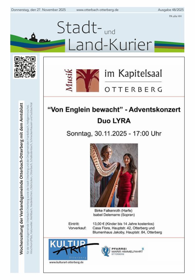 Stadt- und Land-Kurier Otterbach-Otterberg Titelblatt 48/2025