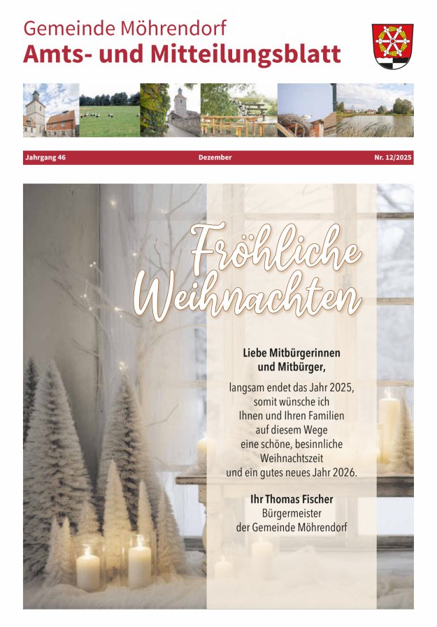 Amts- und Mitteilungsblatt Gemeinde Möhrendorf Titelblatt 12/2025
