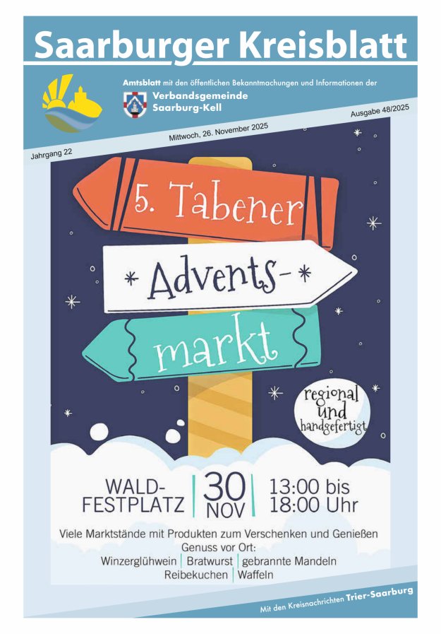 Saarburger Kreisblatt Titelblatt 48/2025