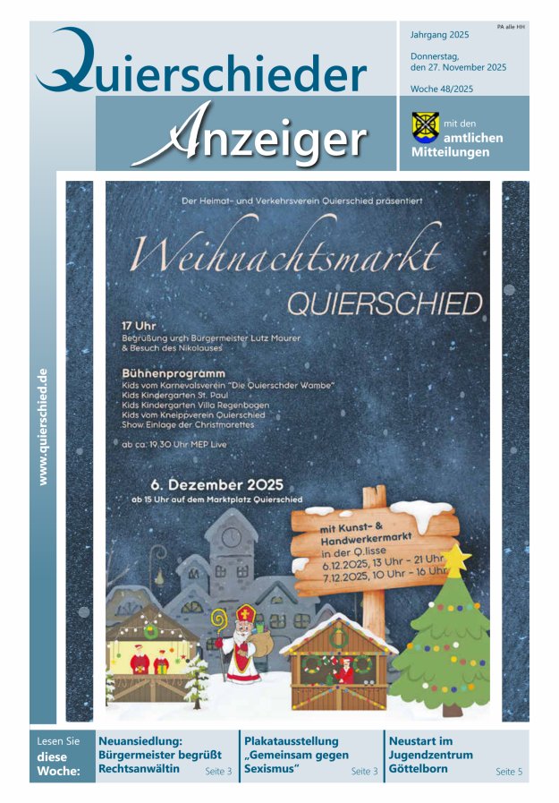 Quierschieder Anzeiger Titelblatt 48/2025