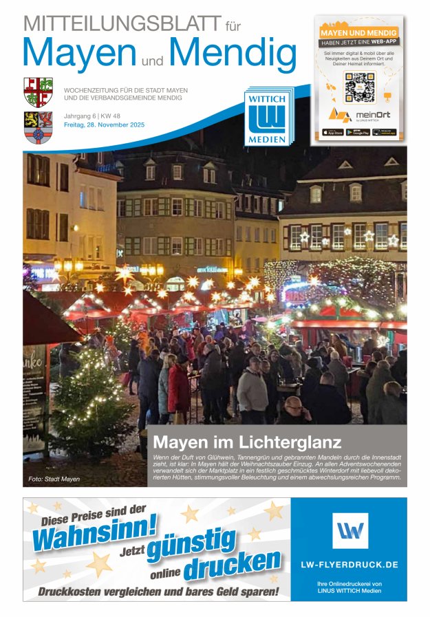 Mitteilungsblatt für Mayen und Mendig Titelblatt 48/2025