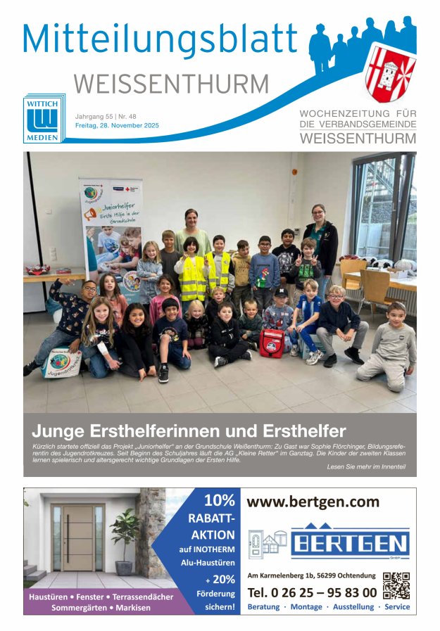 Mitteilungsblatt für den Bereich der Verbandsgemeinde Weißenthurm Titelblatt 48/2025