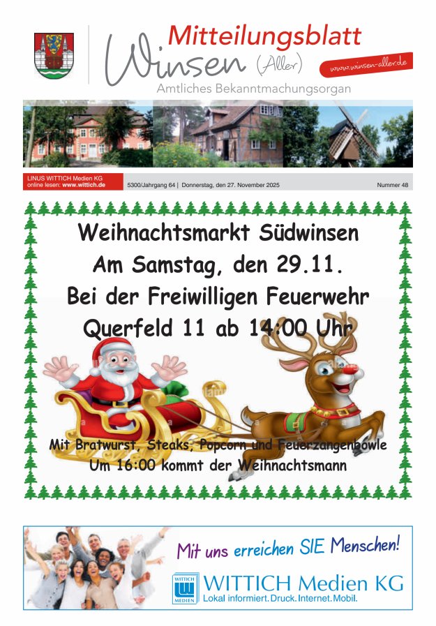Mitteilungsblatt der Gemeinde Winsen Titelblatt 48/2025