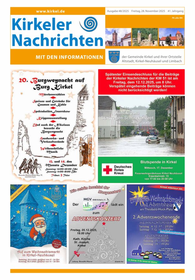 Kirkeler Nachrichten Titelblatt 48/2025