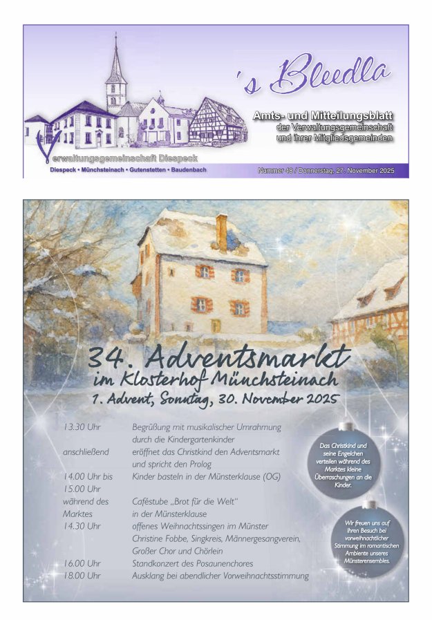 Amts- und Mitteilungsblatt VGem Diespeck Titelblatt 48/2025