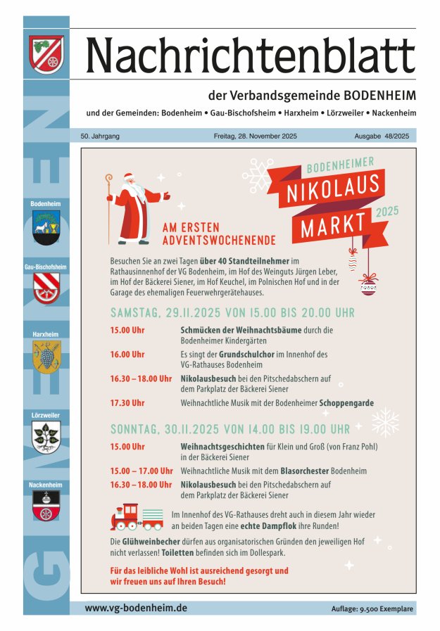 Nachrichtenblatt der VG Bodenheim              Titelblatt 48/2025