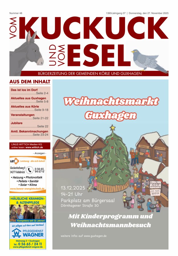 Vom Kuckuck und Esel (Guxhagen-Körle) Titelblatt 48/2025