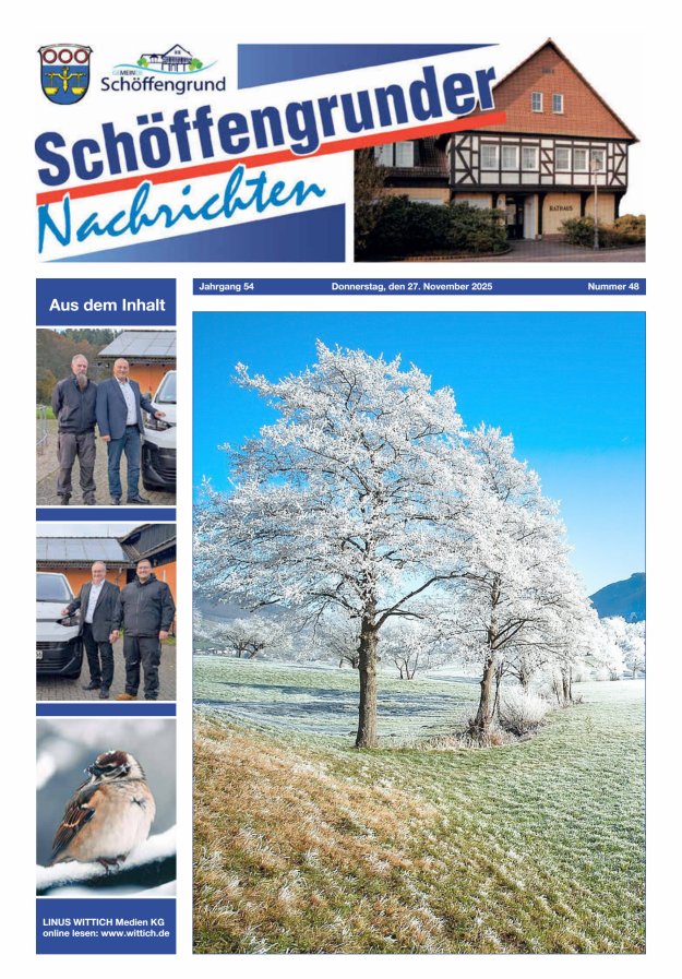 Schöffengrunder Nachrichten Titelblatt 48/2025