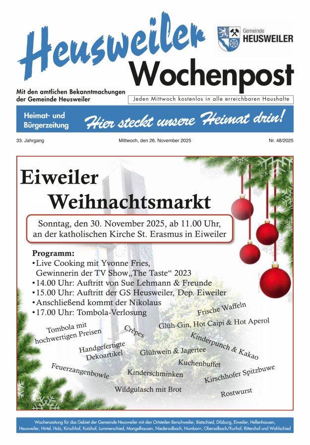 Heusweiler Wochenpost Titelblatt 48/2025