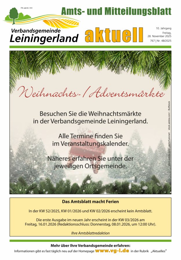VG Leiningerland aktuell Titelblatt 48/2025