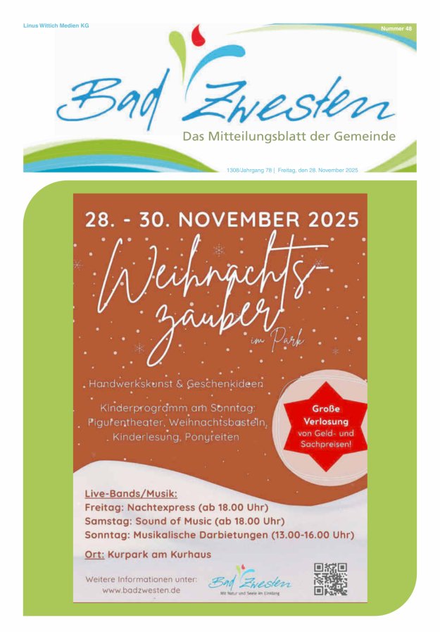 Heimatzeitung Bad Zwesten Titelblatt 48/2025
