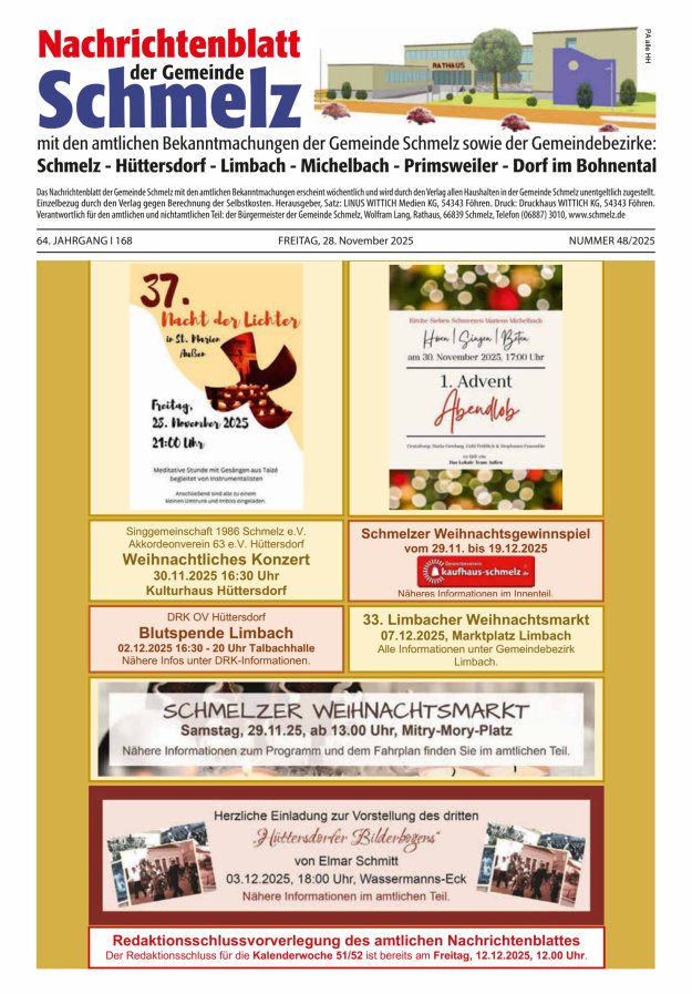 Nachrichtenblatt Schmelz Titelblatt 48/2025