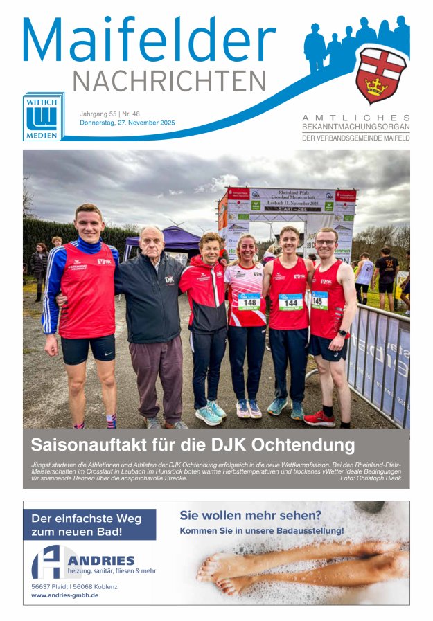Maifelder Nachrichten - Wochenzeitung der Verbandsgemeinde Maifeld Titelblatt 48/2025