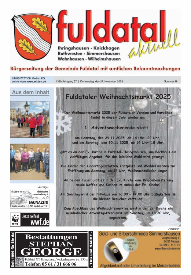 Fuldatal aktuell Titelblatt 48/2025