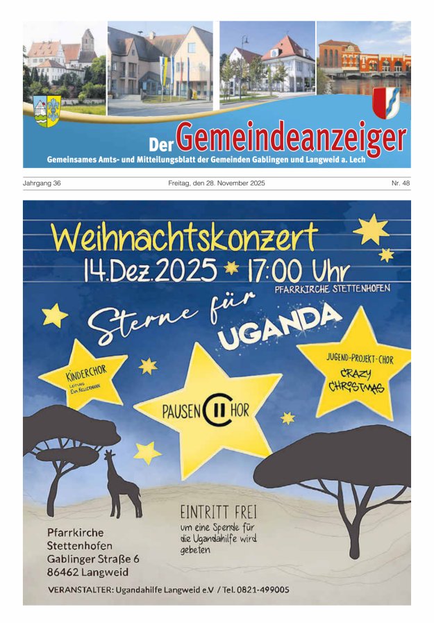Der Gemeindeanzeiger - Gablingen Langweid Titelblatt 48/2025