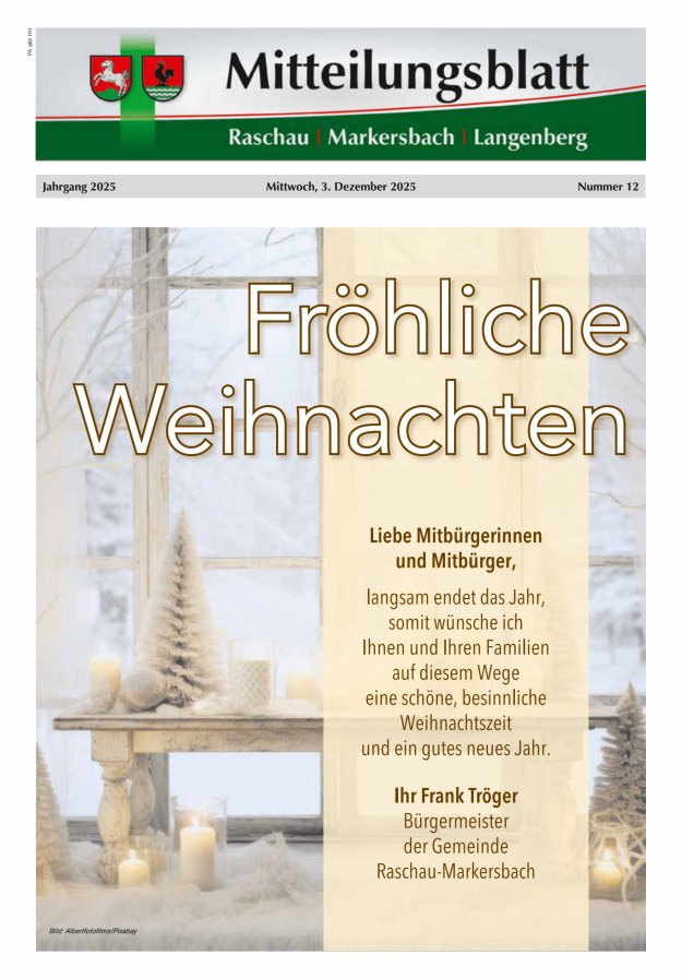 Mitteilungsblatt der Gemeinde Raschau-Markersbach Titelblatt 12/2025