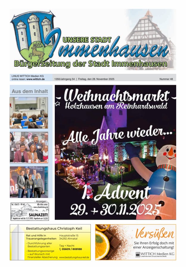 Unsere Stadt Immenhausen Titelblatt 48/2025