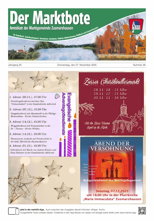Zusmarshausen - Der Marktbote Titelblatt 48/2025