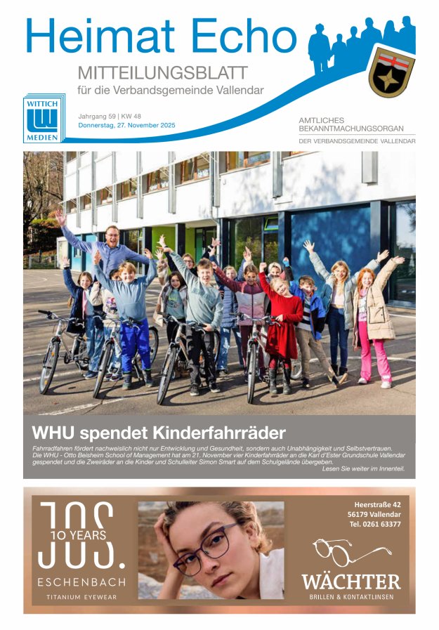 Heimat-Echo - Heimat- und Bürgerzeitung Verbandsgemeinde Vallendar Titelblatt 48/2025