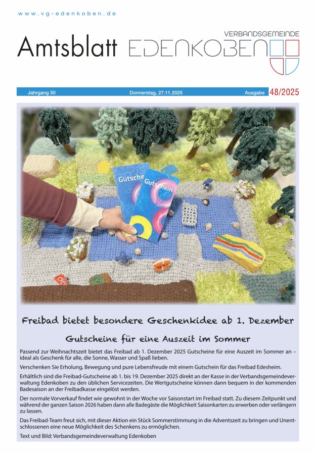 Amtsblatt VG Edenkoben Titelblatt 48/2025