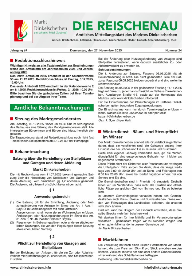 Die Reischenau Titelblatt 24/2025