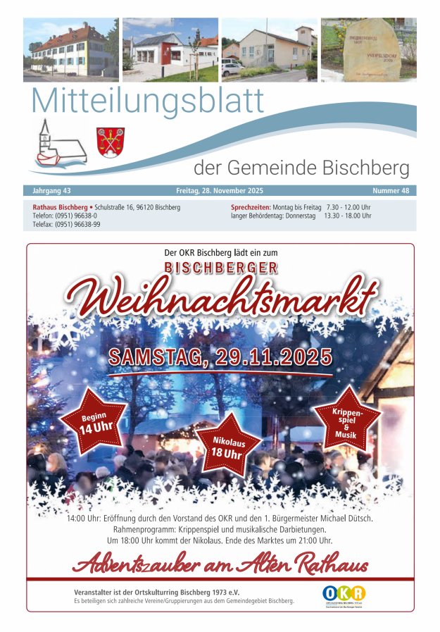 Mitteilungsblatt der Gemeinde Bischberg Titelblatt 48/2025