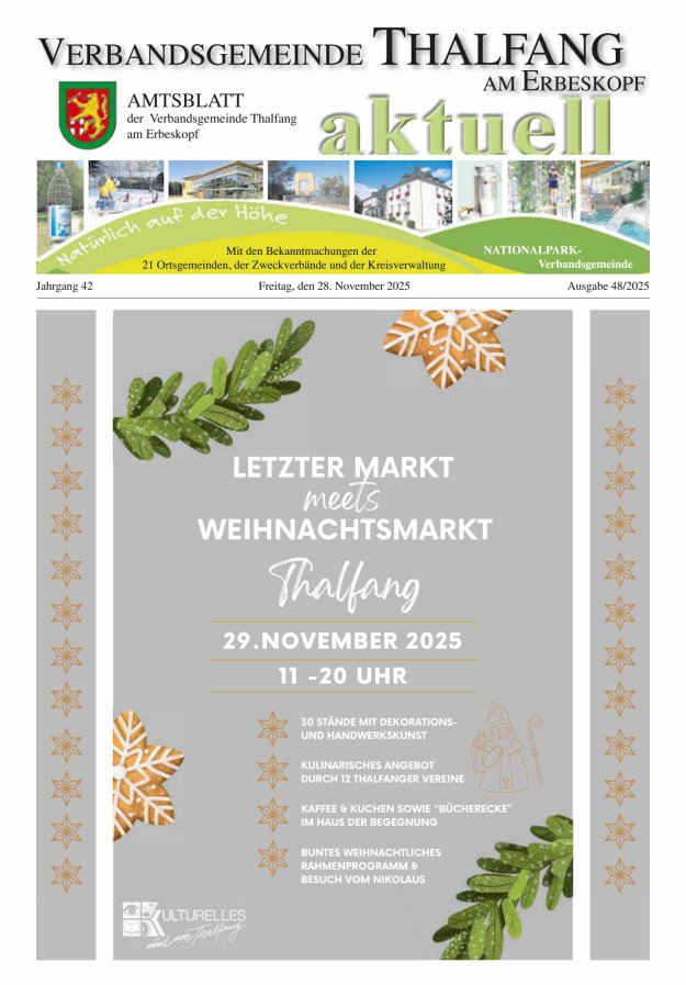 Thalfang aktuell - Amtsblatt VG Thalfang Titelblatt 48/2025