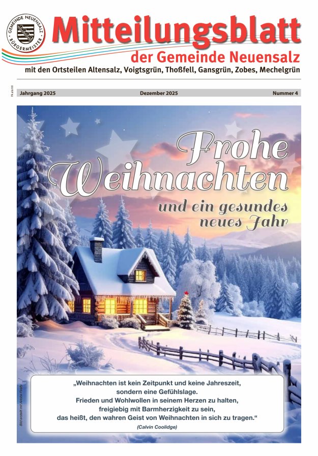 Mitteilungsblatt der Gemeinde Neuensalz Titelblatt 04/2025